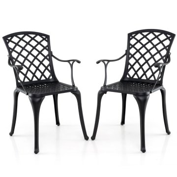 Northix Dvodelni vrtni stoli iz litega aluminija, črni, odporni na vremenske vplive