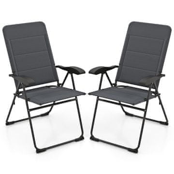 Northix 2-delni zložljivi vrtni stoli, nastavljivo naslonjalo, sivi, 7 položajev