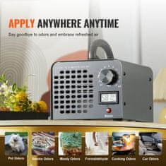 VEVOR Generator ozona 36000 mg/h 175x197x160 mm odstranjevalec vonjav časovnik