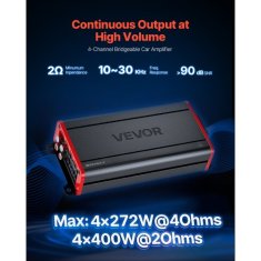 VEVOR Avto avdio ojačevalnik 4-kanalni 189x85x41 mm siv