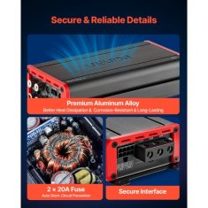 VEVOR Avto avdio ojačevalnik 4-kanalni 189x85x41 mm siv