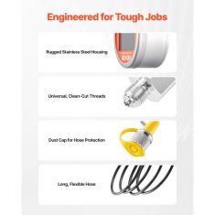 VEVOR Hidravlični testni komplet digitalni merilnik 700 bar 16 m cev