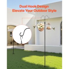 VEVOR Dvojni zunanji vrtni obešalnik Shepherds Hooks 295x250x1950 mm Črn