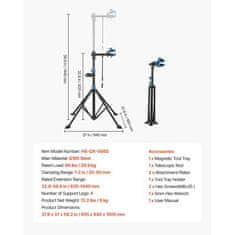 VEVOR Stojalo za popravilo kolesa 955x940x1505 mm nastavljiva višina zložljivo
