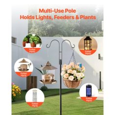 VEVOR Dvojni vrtni obešalnik Shepherds Hook 295x250x2730 mm črn