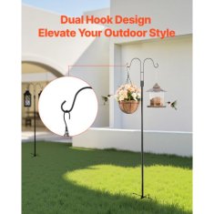 VEVOR Dvojni obešalnik Shepherds Hooks 8 kosov 295x250x1560 mm črna