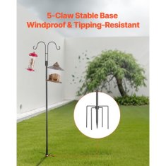 VEVOR Dvojni obešalnik Shepherds Hooks 8 kosov 295x250x1560 mm črna