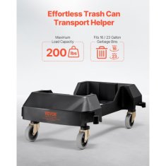VEVOR Voziček za smetnjak 62x40x21 cm Črn