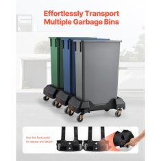 VEVOR Voziček za smetnjak 62x40x21 cm Črn