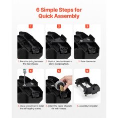 VEVOR Voziček za smetnjak 62x40x21 cm Črn