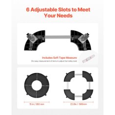 VEVOR Voziček za smetnjak nastavljiva podlaga z valji 38x38x11 cm črna