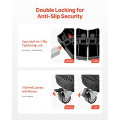 VEVOR Voziček za smetnjak nastavljiva podlaga z valji 38x38x11 cm črna