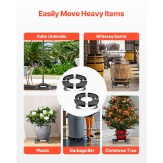 VEVOR Voziček za smetnjak nastavljiva podlaga z valji 38x38x11 cm črna