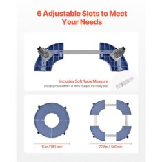 VEVOR Voziček za smetnjak nastavljiva okrogla podlaga z valji 38x38x11 cm modra