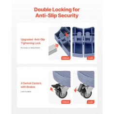 VEVOR Voziček za smetnjak nastavljiva okrogla podlaga z valji 38x38x11 cm modra