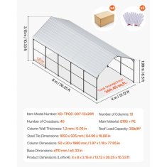 VEVOR Avto nadstrešek 4x8x315 m kovinski