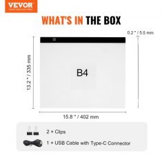 VEVOR Svetlobna tabla B4 LED ultra tanka 402x308 cm črna