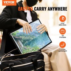 VEVOR Svetlobna tabla A3 LED svetlobna podloga 429x309 cm črna