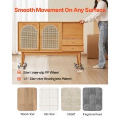 VEVOR Voziček za pohištvo 3-kolesni težka izvedba 16x16x55 cm jeklo črna