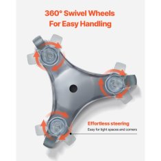 VEVOR Voziček za pohištvo 3-kolesni težka izvedba 16x16x55 cm jeklo črna