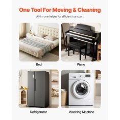 VEVOR Voziček za pohištvo 3-kolesni težka izvedba 16x16x55 cm jeklo črna