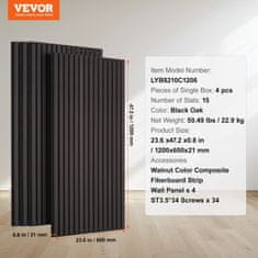 VEVOR Akustični stenski panel 120x60x21 cm Črni MDF