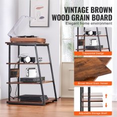 VEVOR AV medijski regal 600x565x780 mm rjav