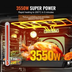 VEVOR Vgradna električna pečica za vgradnjo 595x567x595 mm srebrna