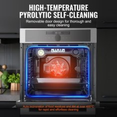 VEVOR Vgradna električna pečica za vgradnjo 595x567x595 mm srebrna