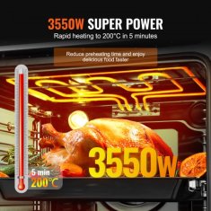 VEVOR Vgradna električna pečica za vgradnjo 595x567x595 mm 76 L 9 funkcij