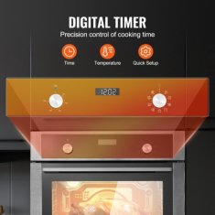 VEVOR Vgradna električna pečica za vgradnjo 595x567x595 mm 76 L 9 funkcij