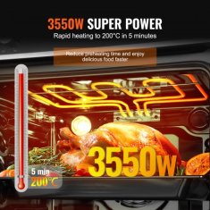 VEVOR Vgradna električna pečica za vgradnjo 595x567x595 mm 76 L srebrna