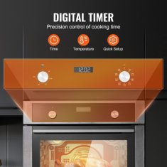 VEVOR Vgradna električna pečica za vgradnjo 595x567x595 mm 76 L srebrna