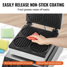 VEVOR Aparat za vaflje 4-delni okrogli belgijski 30x405x245 cm srebrn