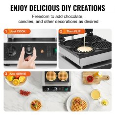 VEVOR Aparat za vaflje 4-delni okrogli belgijski 30x405x245 cm srebrn