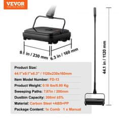 VEVOR Metla za preproge 112x23x16 cm Črna