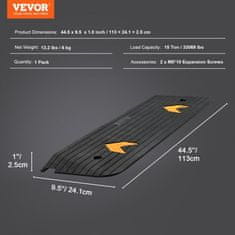 VEVOR Pragovni naklon 1 vzpon gumijasti robni naklon 113x241x25 cm