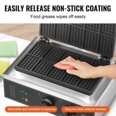 VEVOR Aparat za vaflje 10-delni pravokoten 39x355x23 cm srebrn