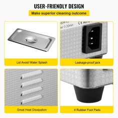 VEVOR Ultrazvočni čistilec 08L digitalni grelec časovnik 150x85x65 mm nerjaveče jeklo