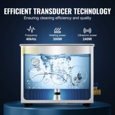 VEVOR Ultrazvočni čistilec 10 L 330x270x275 mm iz nerjavečega jekla