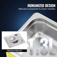 VEVOR Ultrazvočni čistilec 03 L 180x165x215 mm Nerjaveče jeklo