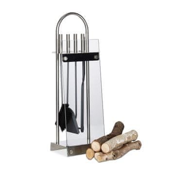 Northix Kamin set 5 delov iz jekla in stekla 70 cm stabilen dizajn