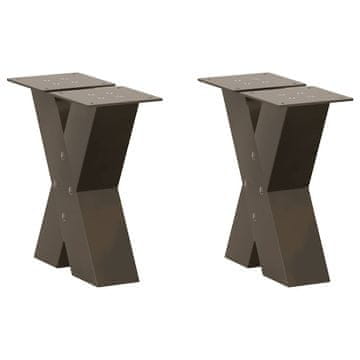 Vidaxl Noge za klubsko mizico v obliki črke X, 2 kosa, naravno jeklo, 30 x (30-31) cm, jeklo