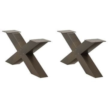Vidaxl Noge za klubsko mizico v obliki črke X, 2 kosa, naravno jeklo, 70 x (30-31) cm, jeklo