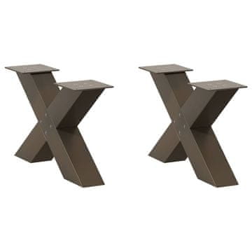 Vidaxl Noge za klubsko mizico v obliki črke X, 2 kosa, naravno jeklo, 50 x (30-31) cm, jeklo