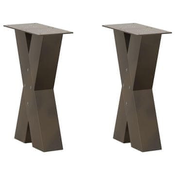 Vidaxl Noge za klubsko mizico v obliki črke X, 2 kosa, naravno jeklo, 28 x (42-43) cm, jeklo