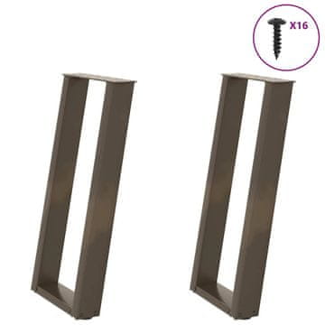 Vidaxl Noge za konzolno mizico v obliki črke U, 2 kosa, naravno jeklo, 38 x (72-73) cm, jeklo