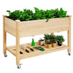Northix Dvignjena vrtna gredica iz lesa z drenažnimi luknjami in kolesi 120 x 59 x 84 cm
