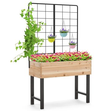 Northix Dvignjena vrtna postelja z rešetko, les 79 x 35 x 108 cm