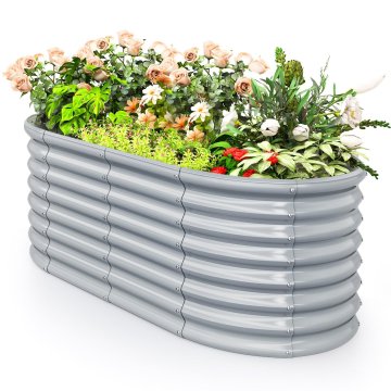 Northix Ovalna kovinska dvignjena vrtna greda, odprto dno 165 x 80 x 60 cm